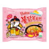 Buldak hot chicken flavour ramen. Carbonara flavour